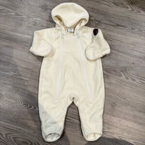 Polarn O. Pyret Baby Fleece Snowsuit Hooded Footed Suit White 1–2M